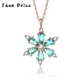 Sterling Silver Snowflake Necklace Zirconia Pendant Rose European American