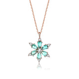Sterling Silver Snowflake Necklace Zirconia Pendant Rose European American