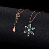 Sterling Silver Snowflake Necklace Zirconia Pendant Rose European American