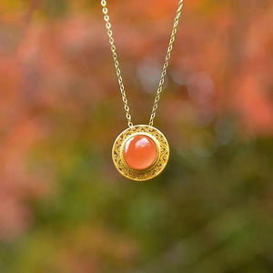S925 Sterling Silver Red Agate Baoshan Ice Red Pendant Jade Necklace