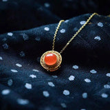 S925 Sterling Silver Red Agate Baoshan Ice Red Pendant Jade Necklace
