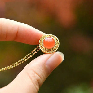 S925 Sterling Silver Red Agate Baoshan Ice Red Pendant Jade Necklace