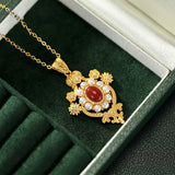 S925 Red Agate Pearl Pendant Natural Hetian Jade