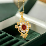 S925 Red Agate Pearl Pendant Natural Hetian Jade