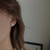 925 Silver Diamond Square Earrings, Delicate Style, Small Size