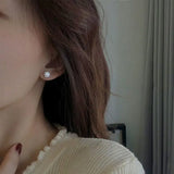 925 Silver Diamond Square Earrings, Delicate Style, Small Size