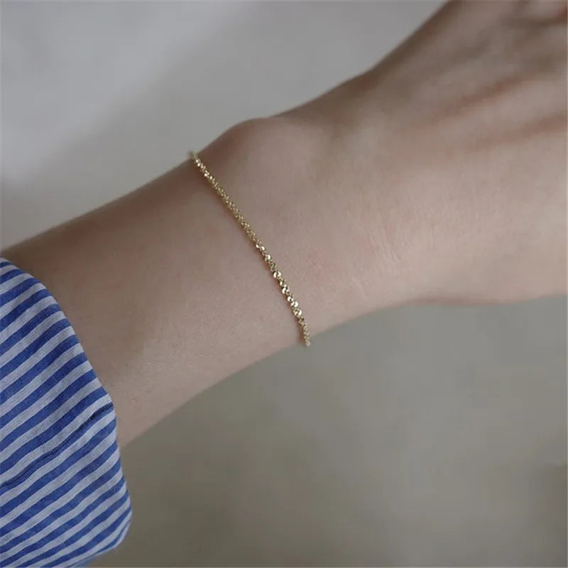 925 Silver Sparkling Gypsophila Bracelet for Women 14K Plated Jewelry Gift