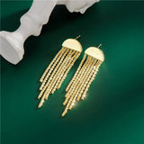 Sterling Silver Tassel Dangle Earrings Sparkling Shinny Drop Jewelry