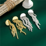 Sterling Silver Tassel Dangle Earrings Sparkling Shinny Drop Jewelry