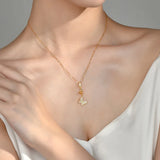 925 Sterling Silver Zircon Butterfly Pendant Necklace for Women
