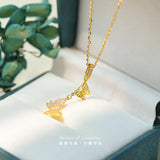 925 Sterling Silver Zircon Butterfly Pendant Necklace for Women