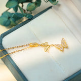925 Sterling Silver Zircon Butterfly Pendant Necklace for Women