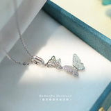 925 Sterling Silver Zircon Butterfly Pendant Necklace for Women