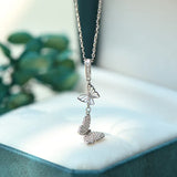 925 Sterling Silver Zircon Butterfly Pendant Necklace for Women