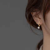 S925 Silver Spiral Crystal Pearl Stud Earrings 14K Plated Wedding Party Jewelry