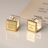 925 Sterling Silver Square Letter Ear Buckle Women's Earrings