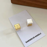 925 Sterling Silver Square Letter Ear Buckle Women's Earrings