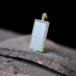 S925 Square Lucky Pendant Inlaid Hetian Jade Necklace