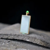 S925 Square Lucky Pendant Inlaid Hetian Jade Necklace