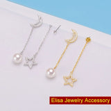 S925 Silver Star&Moon Drop Earrings Fittings 3Pairs