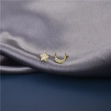 S925 Star Moon Earrings Asymmetric Wedding Jewelry