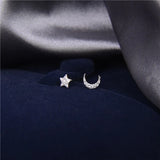 S925 Star Moon Earrings Asymmetric Wedding Jewelry