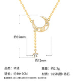 S925 Silver Star Moon Necklace Hollow Tassel Clavicle Chain