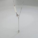 S925 Silver Star Necklace Women's Pearl Diamond Clavicle Chain Jewelry