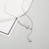 S925 Silver Star Necklace Women's Pearl Diamond Clavicle Chain Jewelry