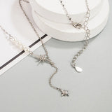 S925 Silver Star Necklace Women's Pearl Diamond Clavicle Chain Jewelry