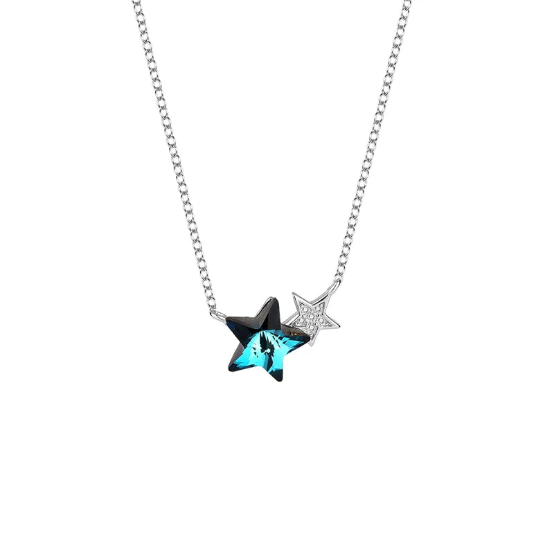 S925 Star Necklace Small Fresh Austrian Crystal Pentagram Collarbone Chain