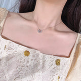 S925 Sterling Silver Star and Moon Diamond Necklace Female