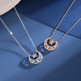 S925 Sterling Silver Star and Moon Diamond Necklace Female