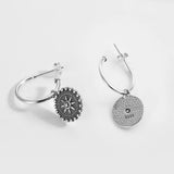 Sterling Silver Starlight Oxidized Hoop Earrings for Women