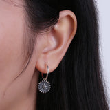 Sterling Silver Starlight Oxidized Hoop Earrings for Women