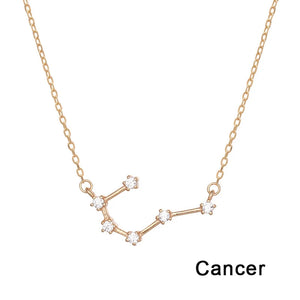 S925 Zodiac Star Necklaces with Zircon Pendant for Women