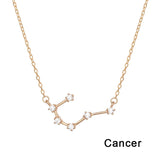 S925 Zodiac Star Necklaces with Zircon Pendant for Women