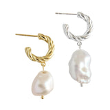 Sterling Silver Baroque Pearl Circle Stud Earrings