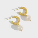 Sterling Silver Baroque Pearl Circle Stud Earrings