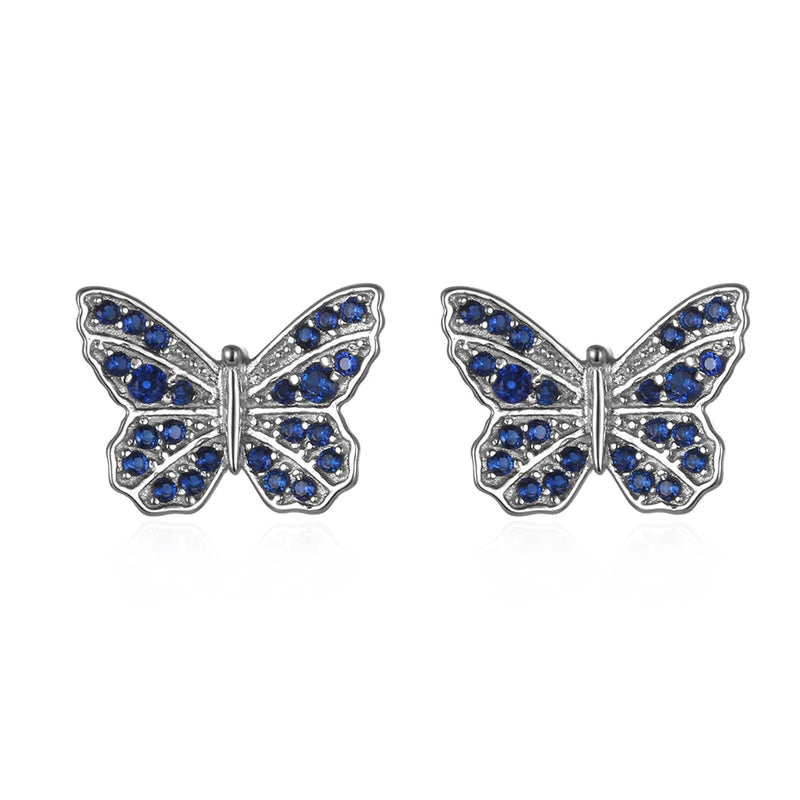 S925 Silver Stud Earrings Zircon Butterfly Ear Jewelry Gift for Women
