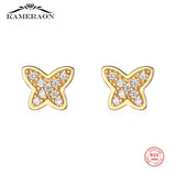 925 Sterling Silver Butterfly Zircon Stud Earrings for Women