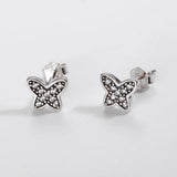 925 Sterling Silver Butterfly Zircon Stud Earrings for Women