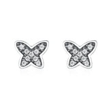 925 Sterling Silver Butterfly Zircon Stud Earrings for Women