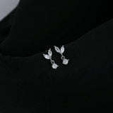 S925 Sterling Silver Stud Earrings Small Leaf Buds Birthday Present