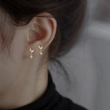 S925 Sterling Silver Stud Earrings Small Leaf Buds Birthday Present