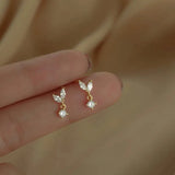 S925 Sterling Silver Stud Earrings Small Leaf Buds Birthday Present