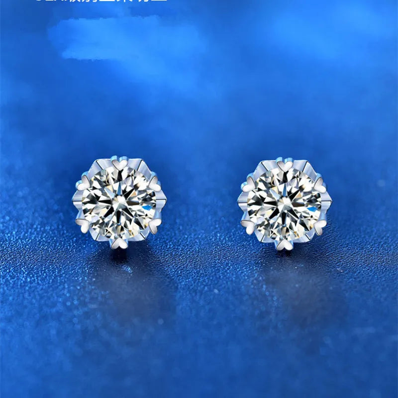 925 Silver Heart Stud Earrings Moissanite Jewelry