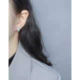 S925 Silver Stud Earrings Rectangular Zircon Jewelry Couple Gift