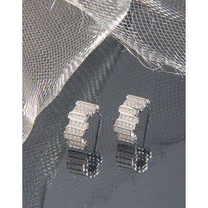 S925 Silver Stud Earrings Rectangular Zircon Jewelry Couple Gift