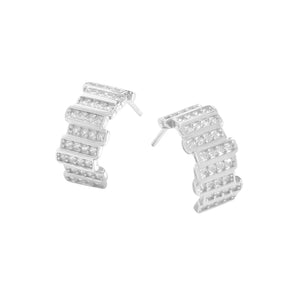 S925 Silver Stud Earrings Rectangular Zircon Jewelry Couple Gift